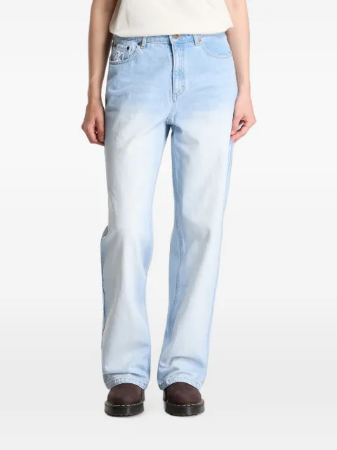 karl kani logo-embroidered faded jeans
