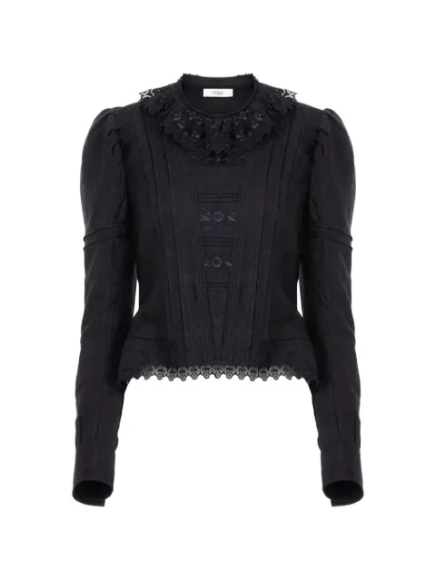 Chloé fitted jacket in silk-blend jacquard & lace