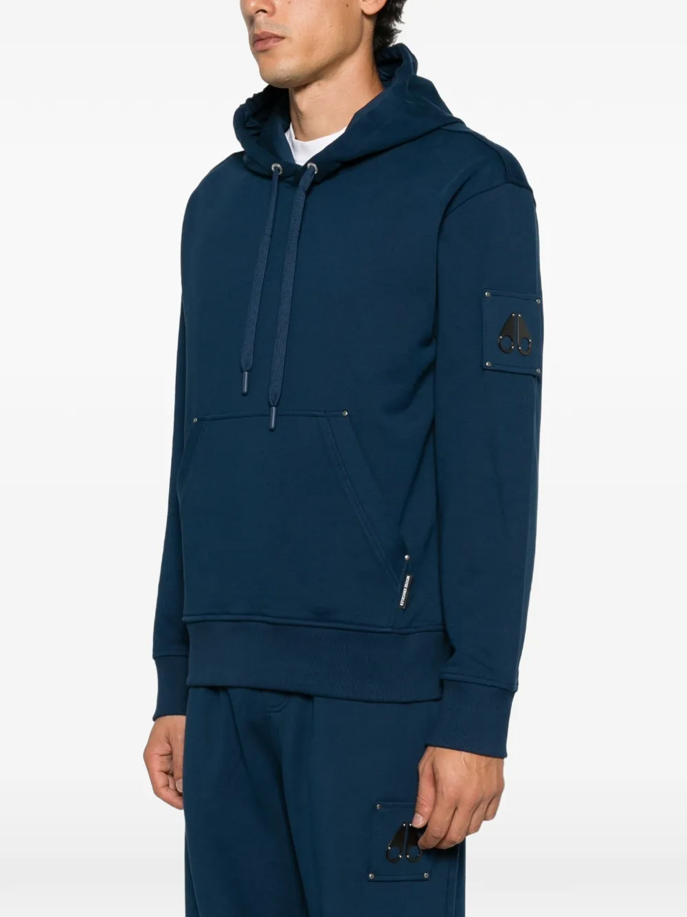 Moose Knuckles logo-patch hoodie Blauw