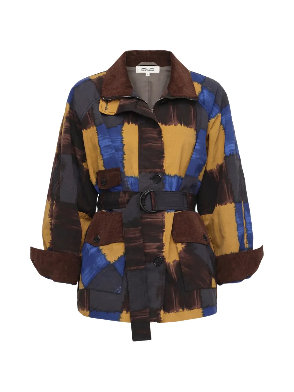 DVF Diane von Furstenberg Karlie belted patchwork-print jacket - Multicolore DVF Diane von Furstenberg Karlie belted patchwork-print jacket - Multicolore