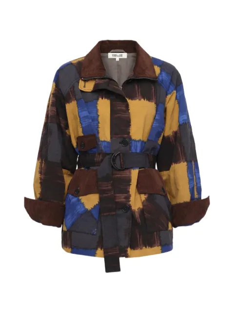 DVF Diane von Furstenberg Karlie belted patchwork-print jacket