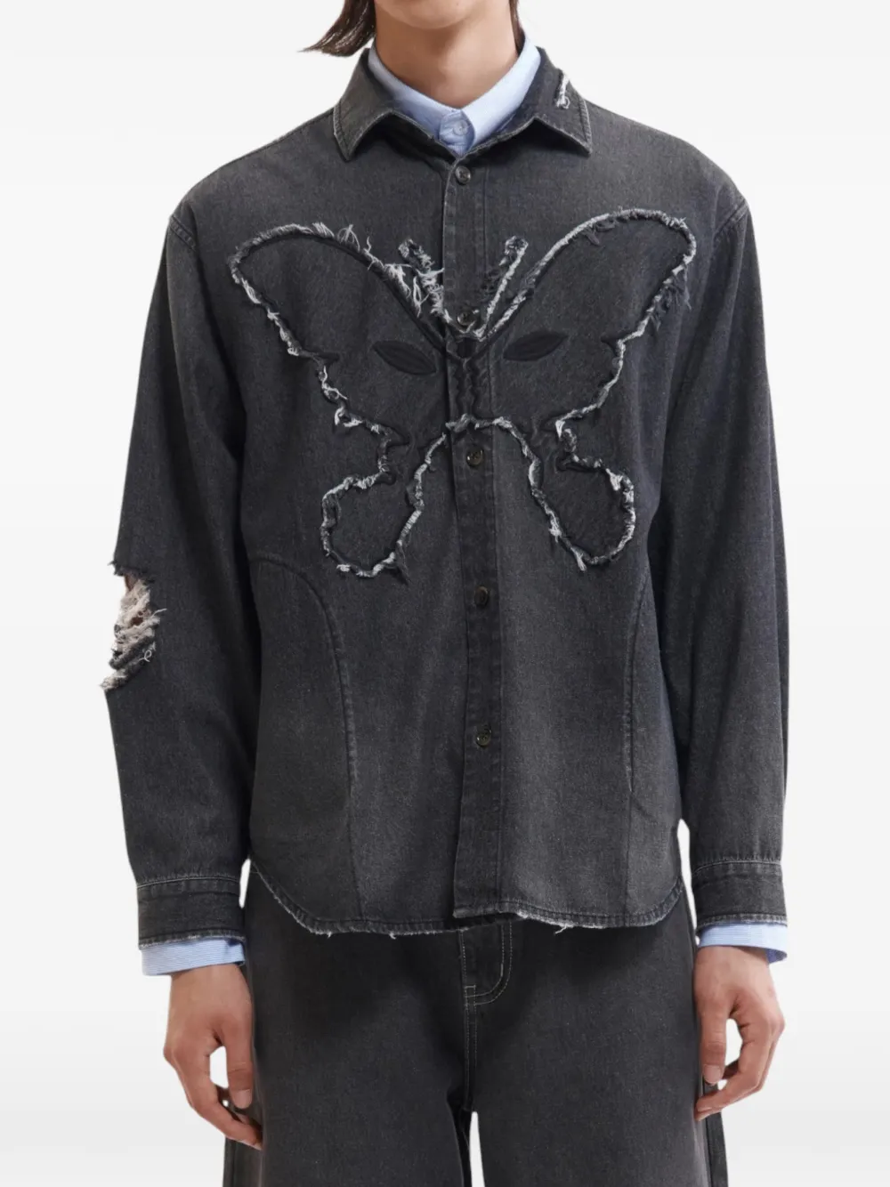 Perks And Mini Moments In Love distressed overshirt