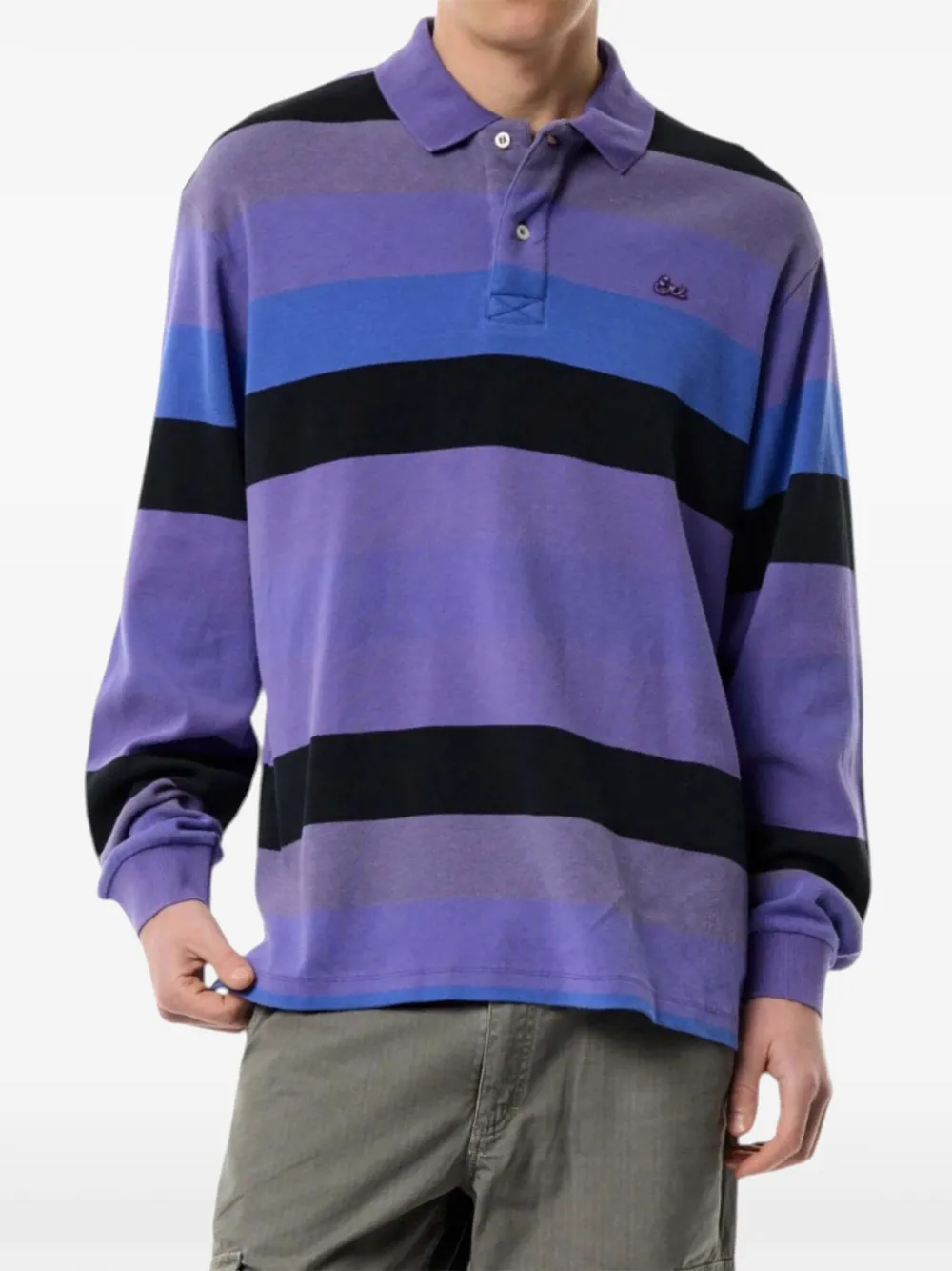 ERL Gestreept poloshirt met lange mouwen Paars