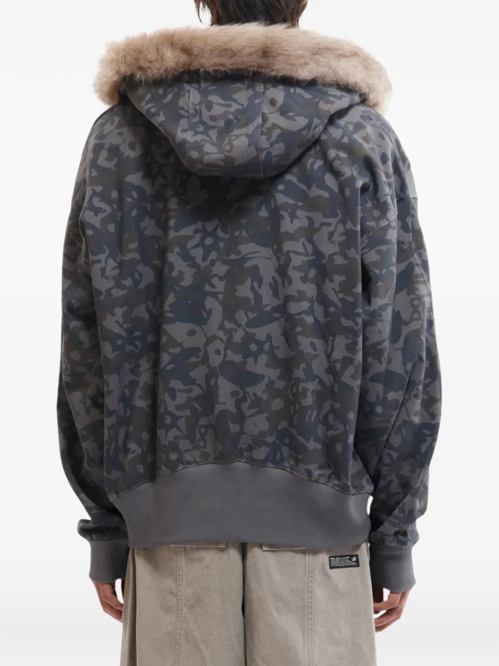 Perks And Mini Hoodie met camouflageprint en afwerking van imitatiebont Grijs