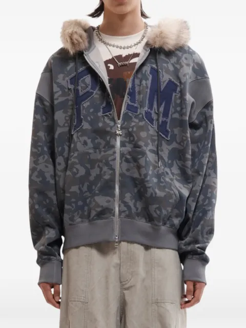 Perks And Mini faux-fur trim camouflage-print hoodie