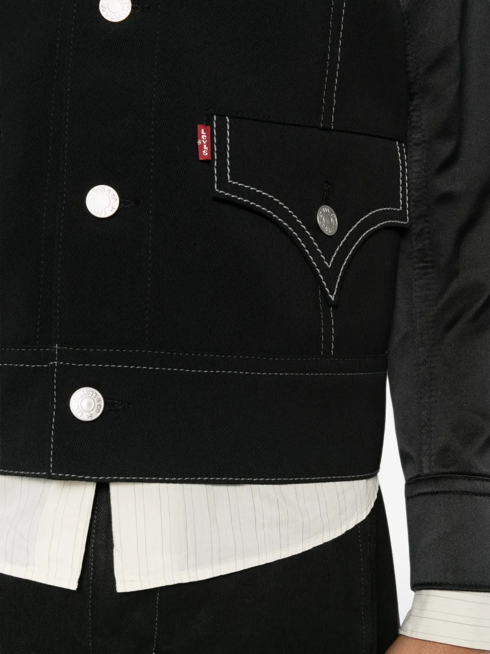 Junya Watanabe MAN x Levi's jack met contrasterend vlak en stiksels Zwart