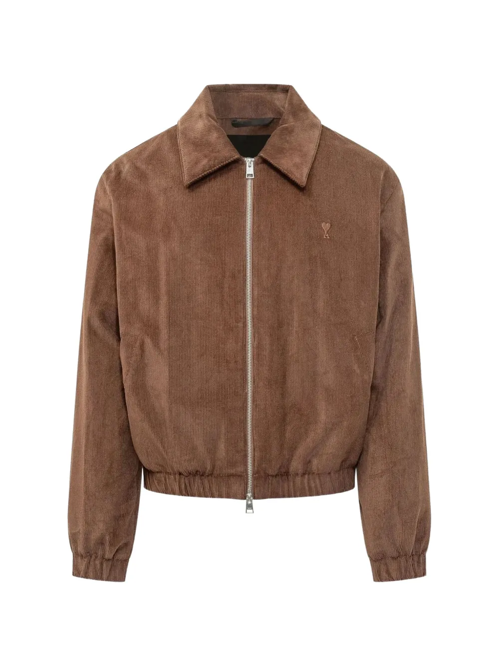 AMI Paris brown corduroy cotton padded jacket with Ami de Coeur