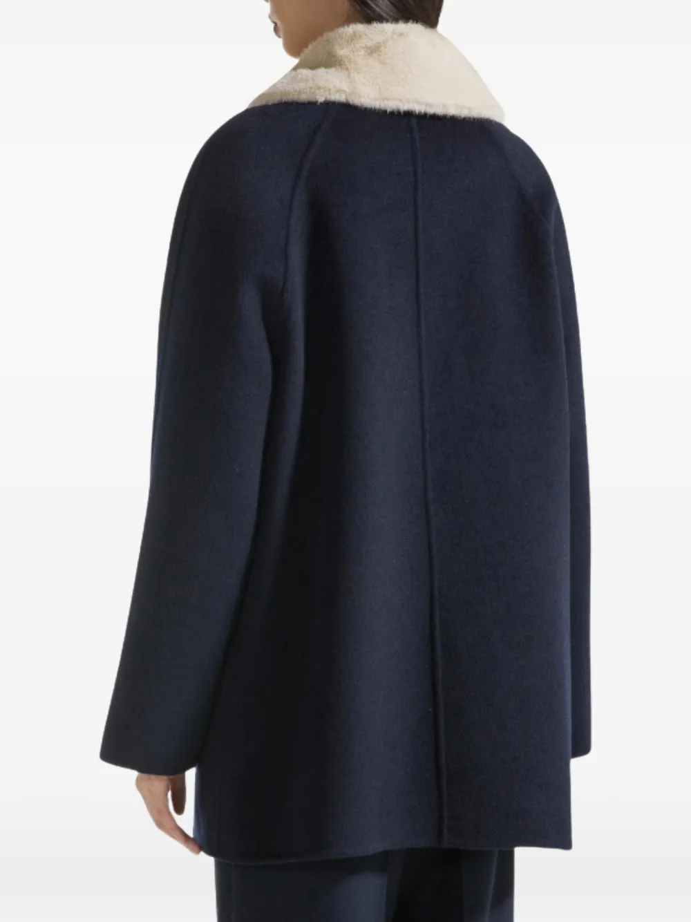 Seventy faux-fur collar double-breasted coat Blauw
