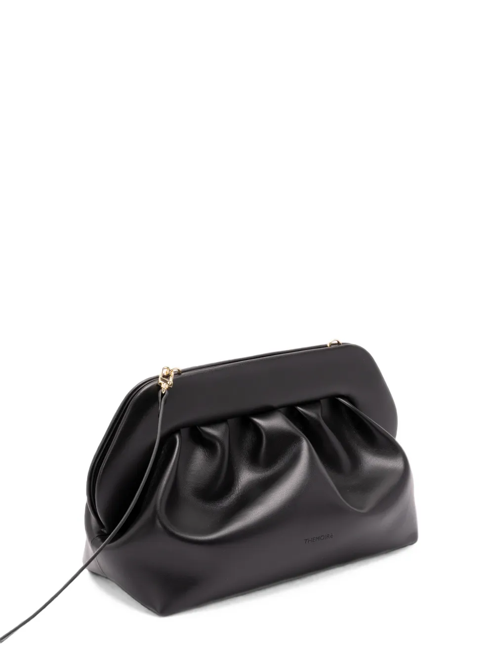 Themoirè ruched clutch bag Zwart