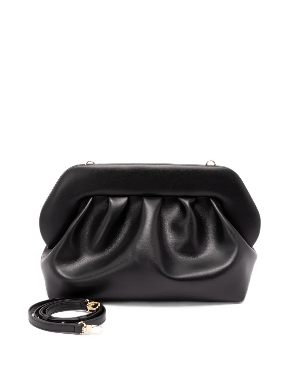 Themoirè ruched clutch bag Zwart