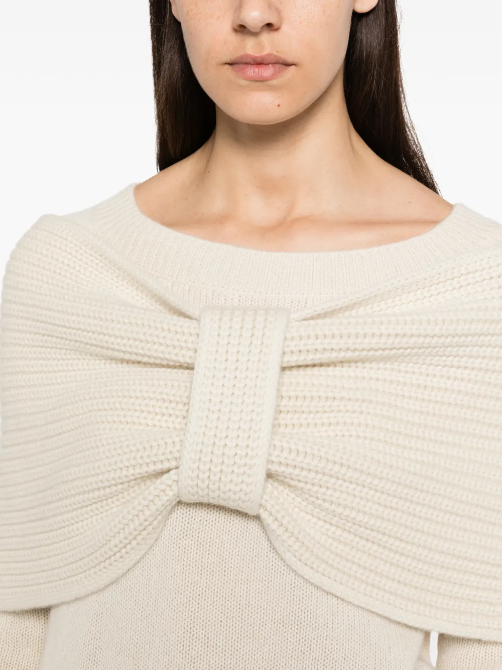 Ermanno Scervino Ribgebreide trui met strikdetail Beige
