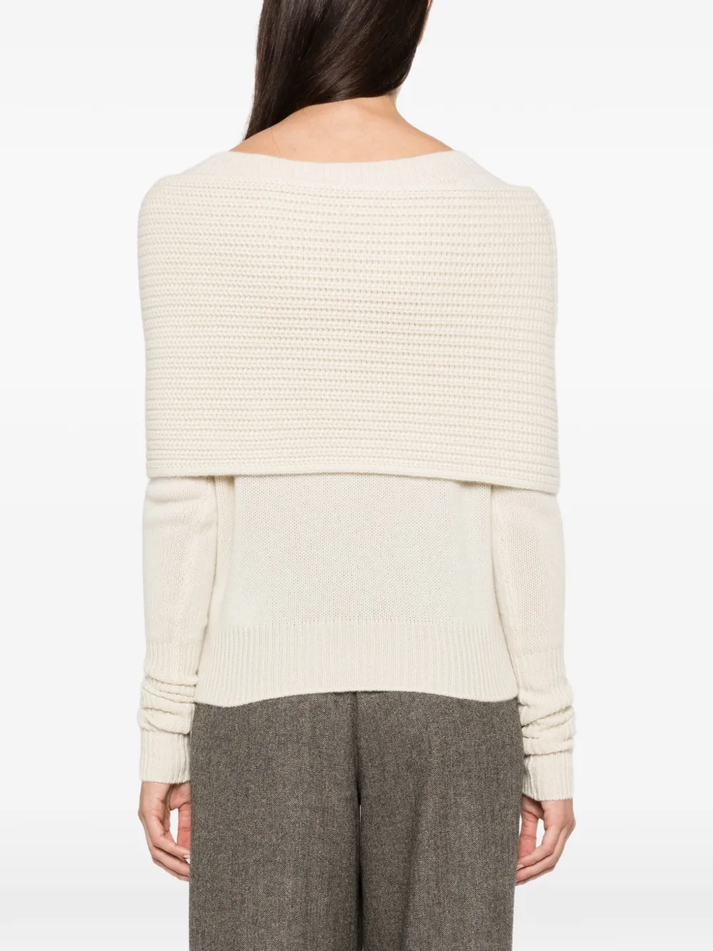 Ermanno Scervino Ribgebreide trui met strikdetail Beige