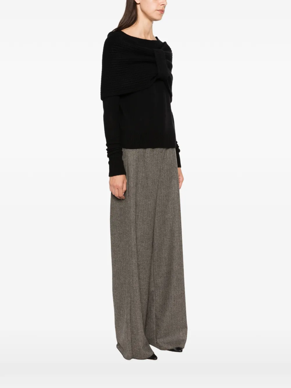 Ermanno Scervino bow-detail cashmere sweater Zwart