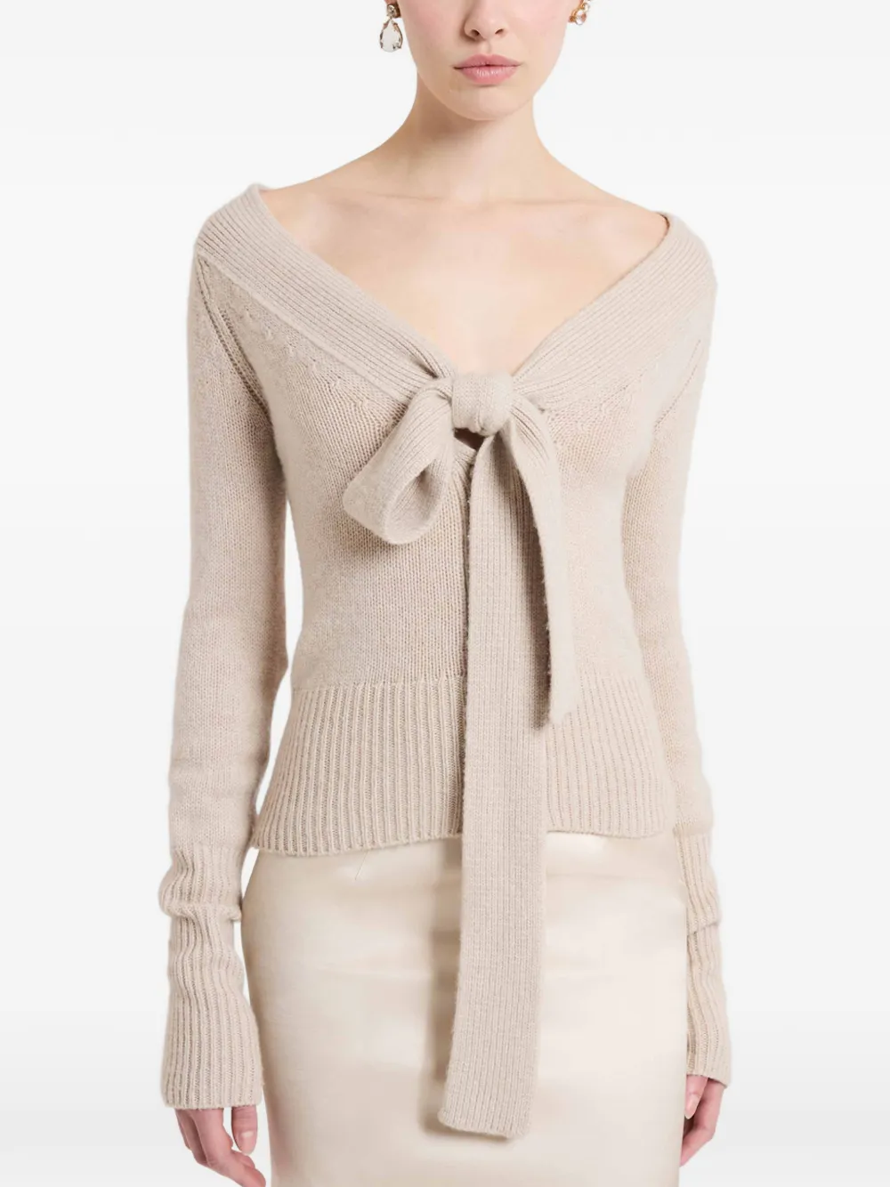 Ermanno Scervino Off-shoulder trui met strikdetail Beige
