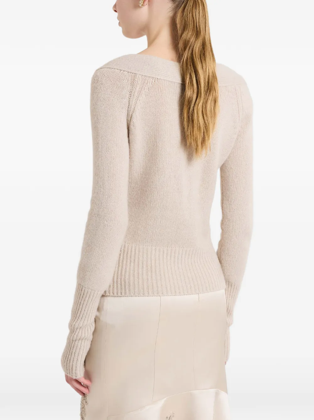Ermanno Scervino Off-shoulder trui met strikdetail Beige