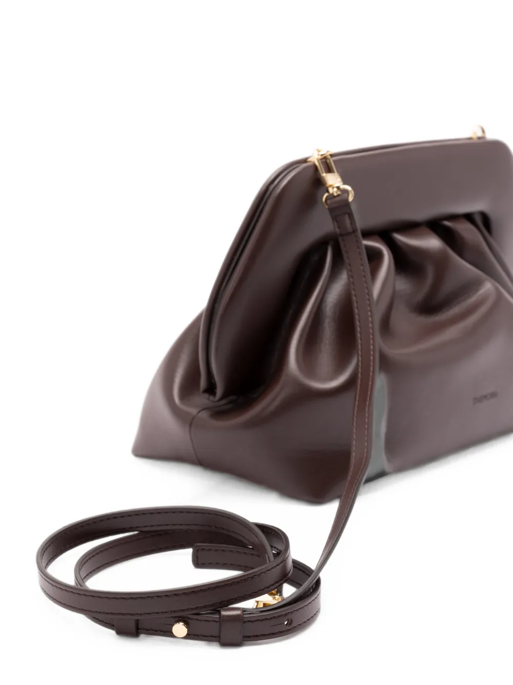 Themoirè Bios clutch met ruches Bruin