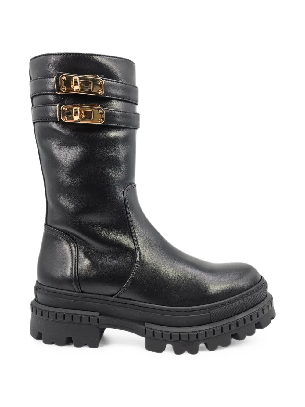 Madison Maison Shearling-lined Buckle-strap Boots In 블랙