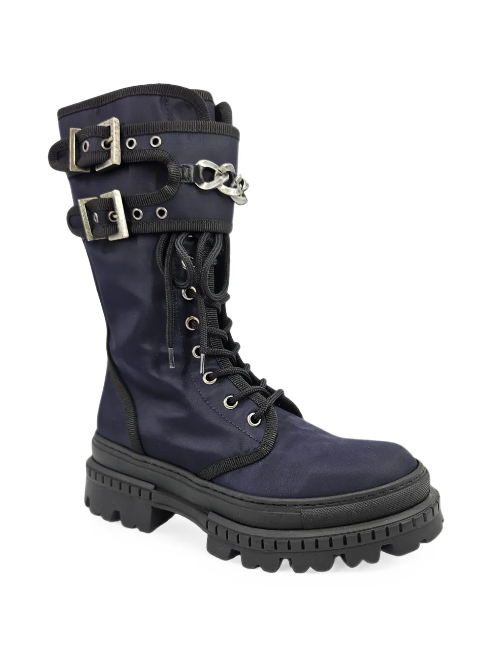 Madison Maison buckled chain-detail boots Blauw