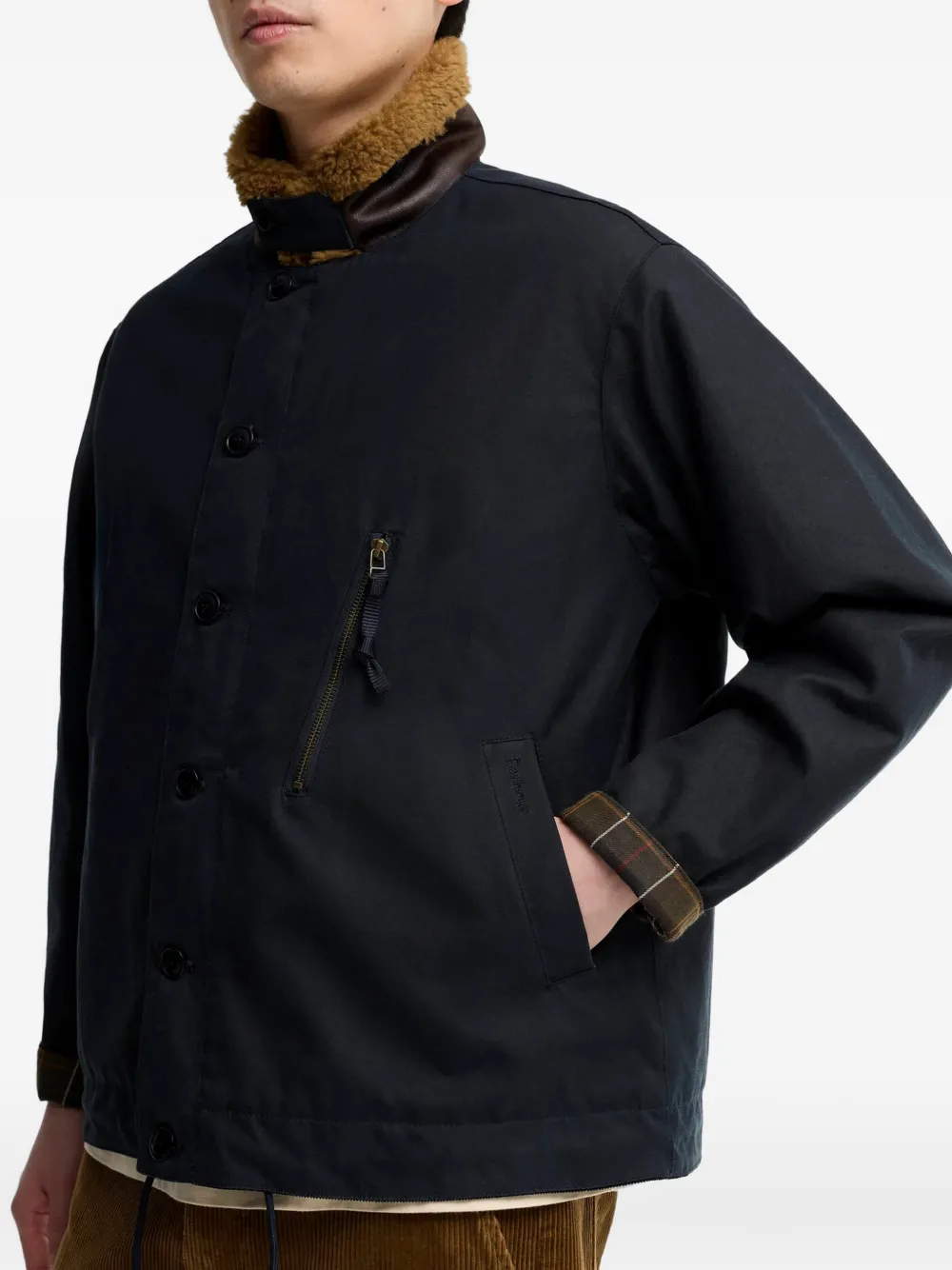 Barbour Macklow jack met fleecekraag en rits Blauw