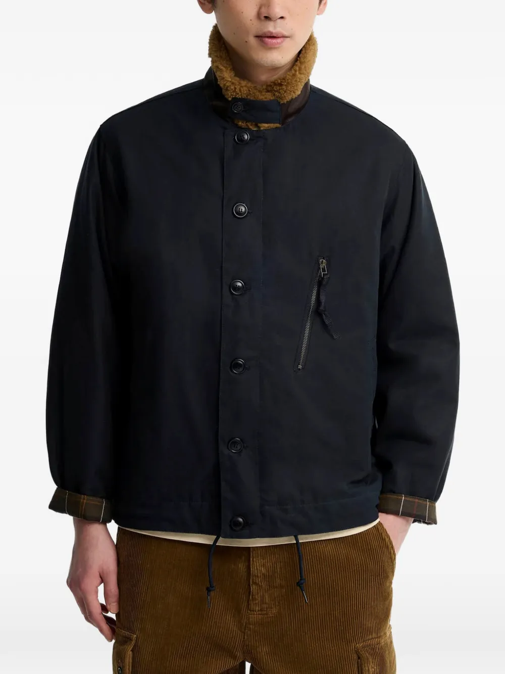 Barbour Macklow jack met fleecekraag en rits Blauw