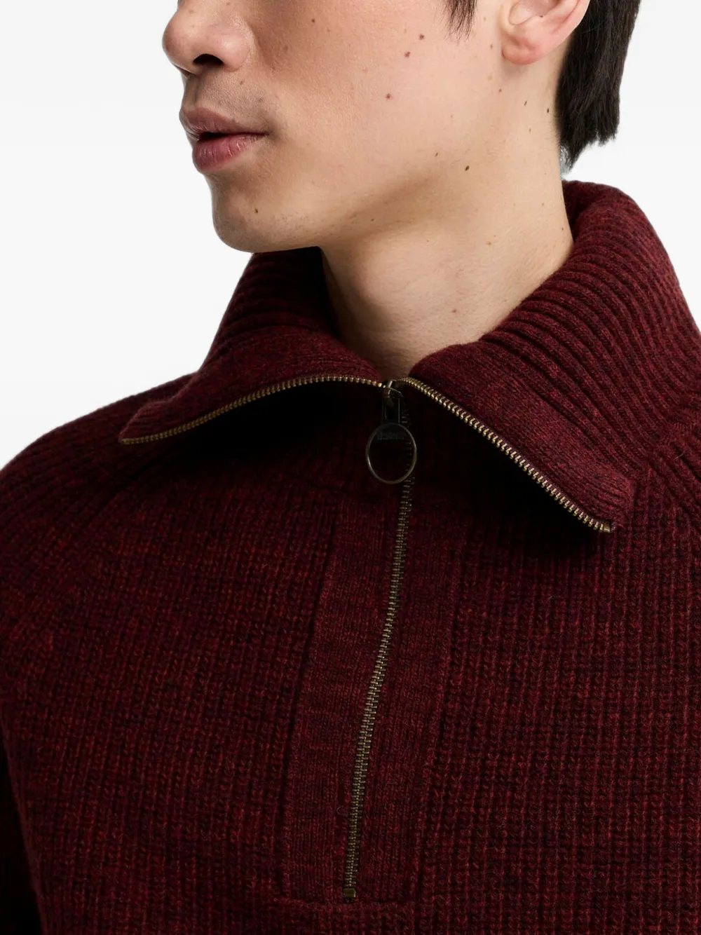 Barbour Riggbay wollen trui met halve rits Rood
