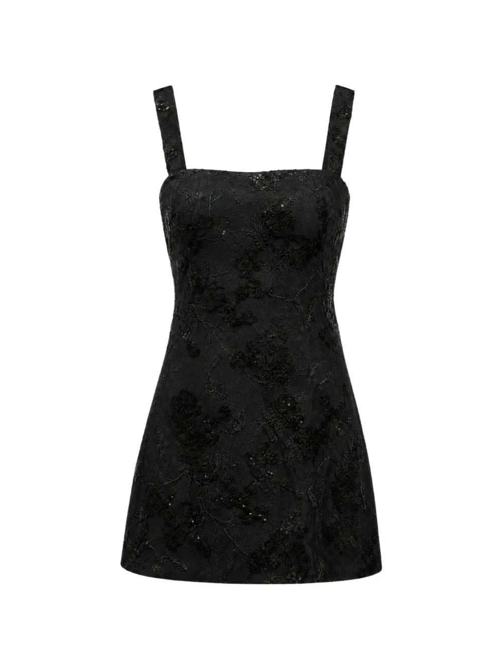 OW Collection Ravina sequin-embellished floral-lace dress