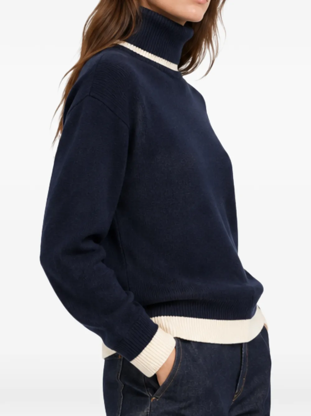 Seventy 19 70 roll-neck contrast-trim sweater Blauw