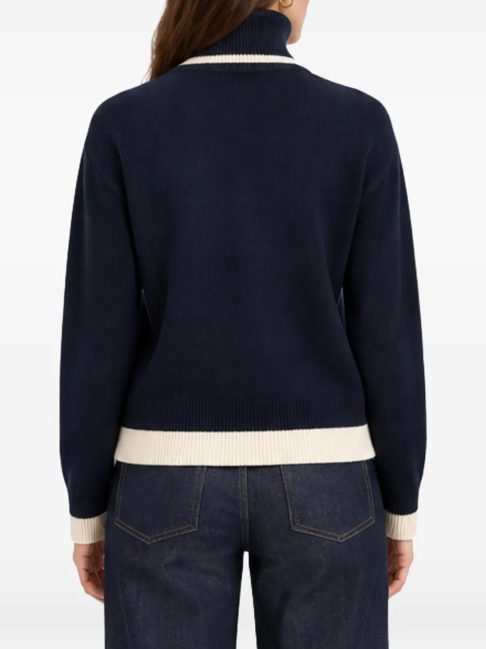 Seventy 19 70 roll-neck contrast-trim sweater Blauw