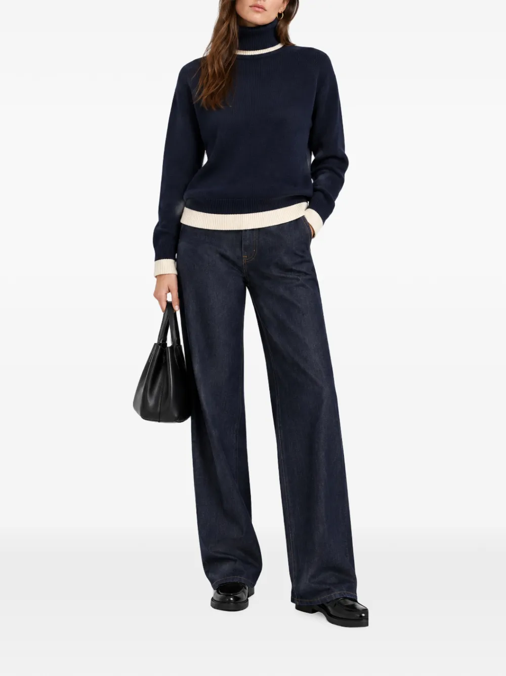 Seventy 19 70 roll-neck contrast-trim sweater Blauw