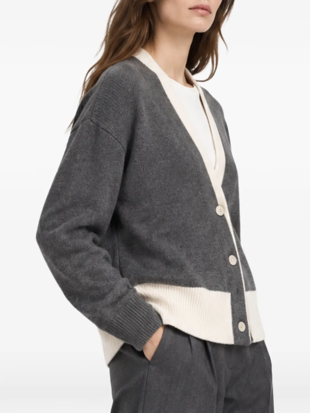Seventy 19.70 colour-block V-neck cardigan Grijs