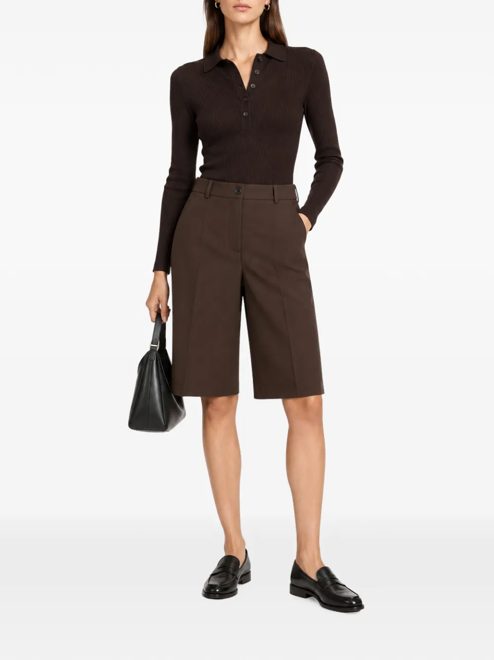 Seventy Geplooide shorts Bruin