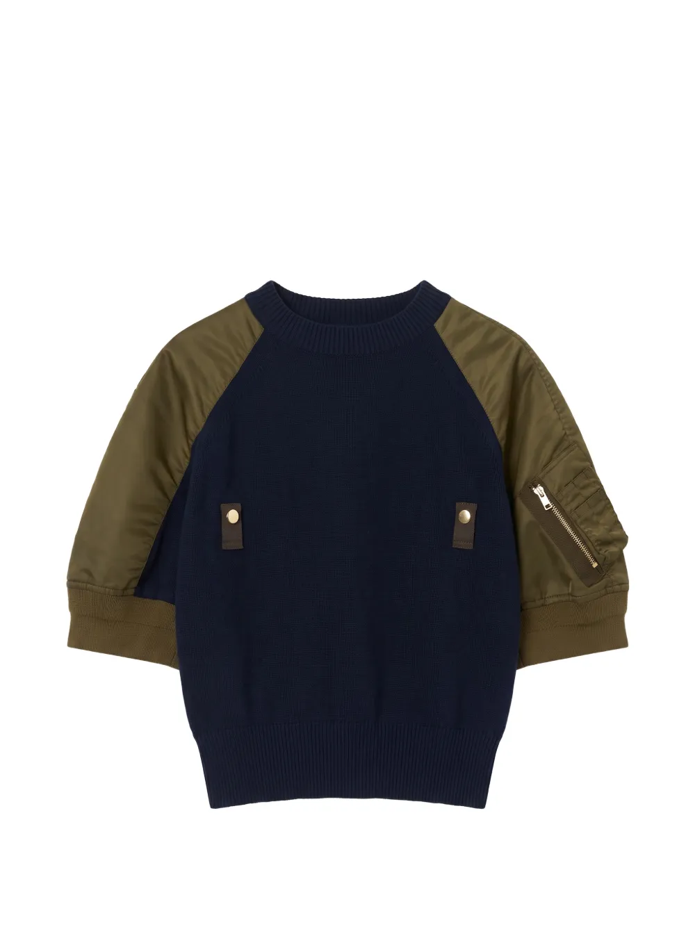 sacai nylon-panelled knitted sweater - Blu