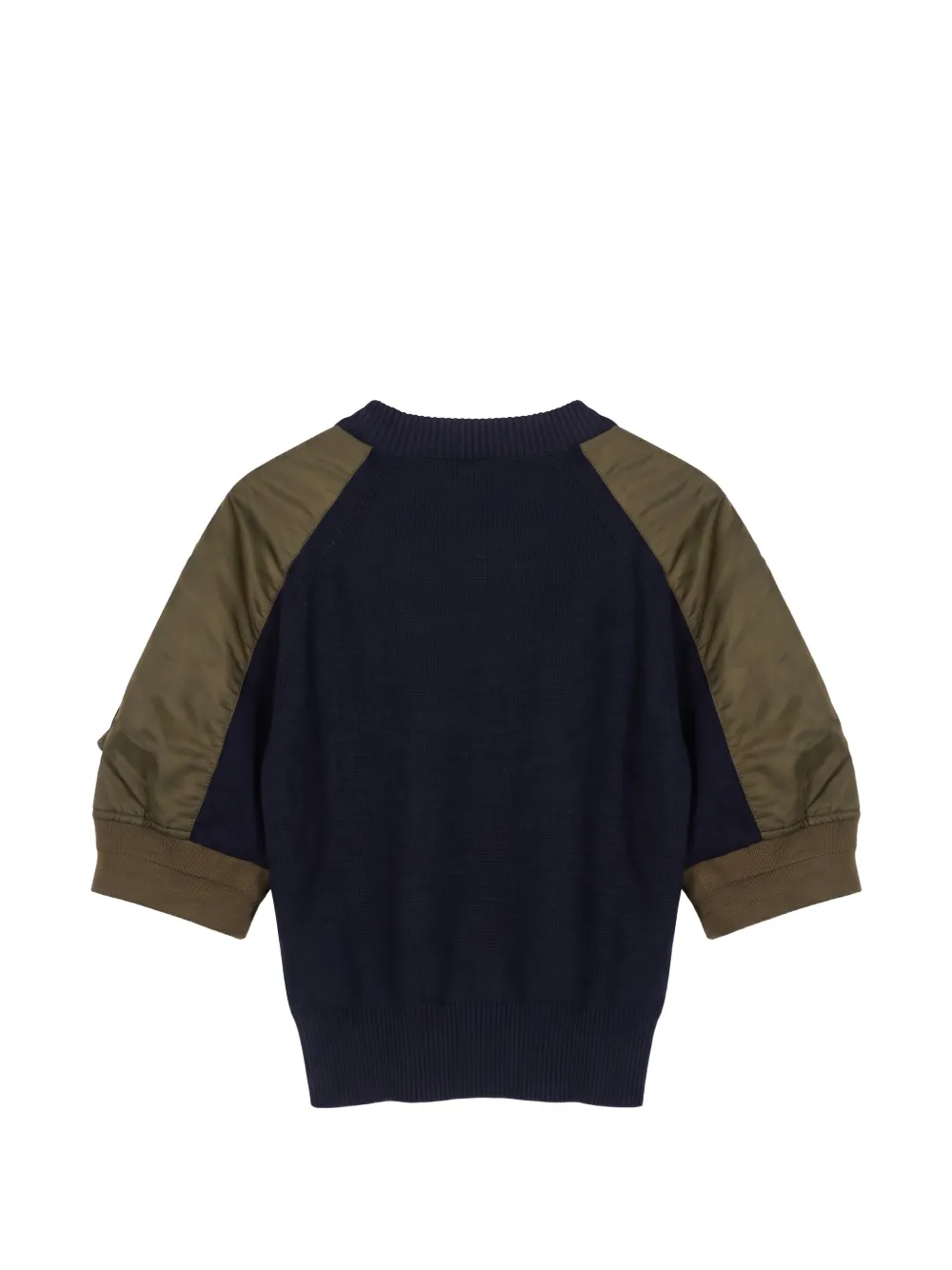 sacai Gebreide trui met nylon vlakken Blauw