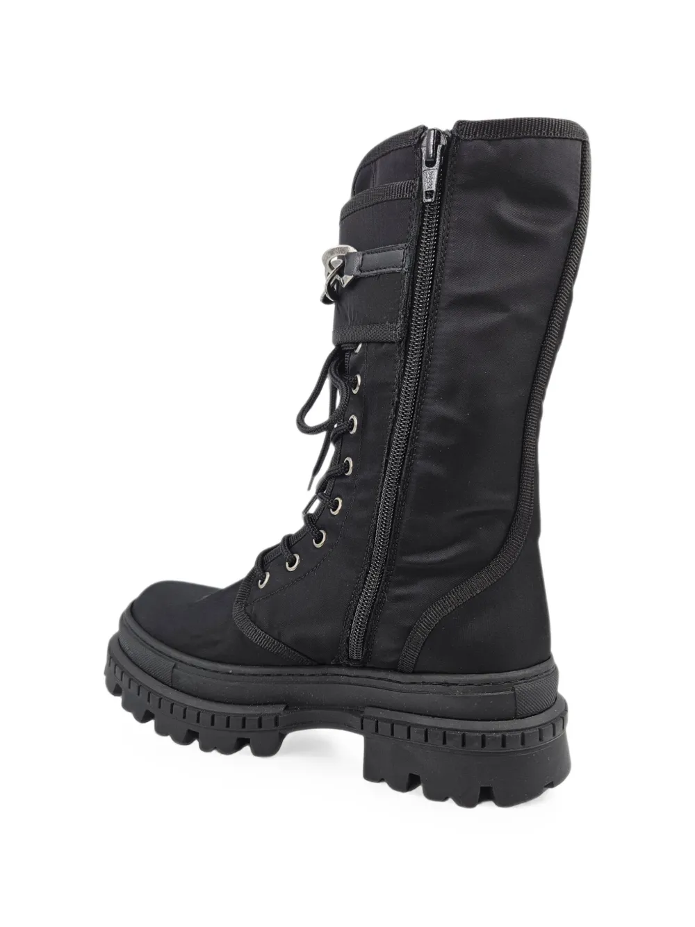 Madison Maison chain-detail buckled combat boots Zwart