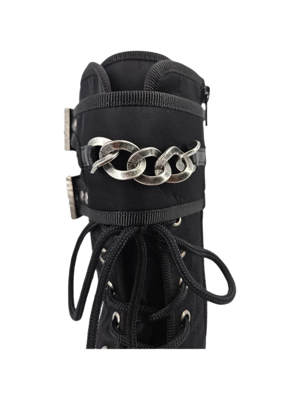 Madison Maison chain-detail buckled combat boots Zwart