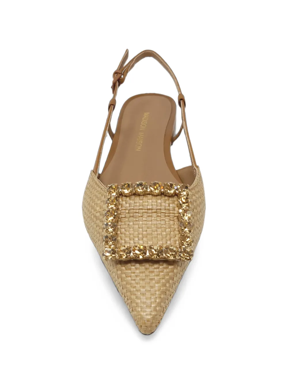 Madison Maison Lavanda crystal-embellished slingback flat pumps Beige