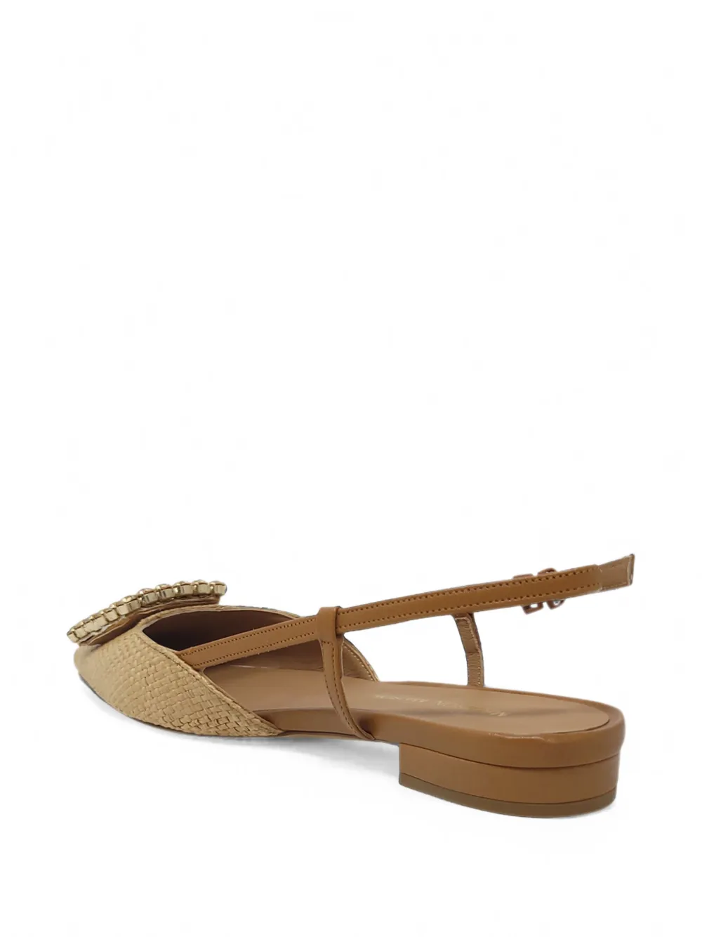 Madison Maison Lavanda crystal-embellished slingback flat pumps Beige