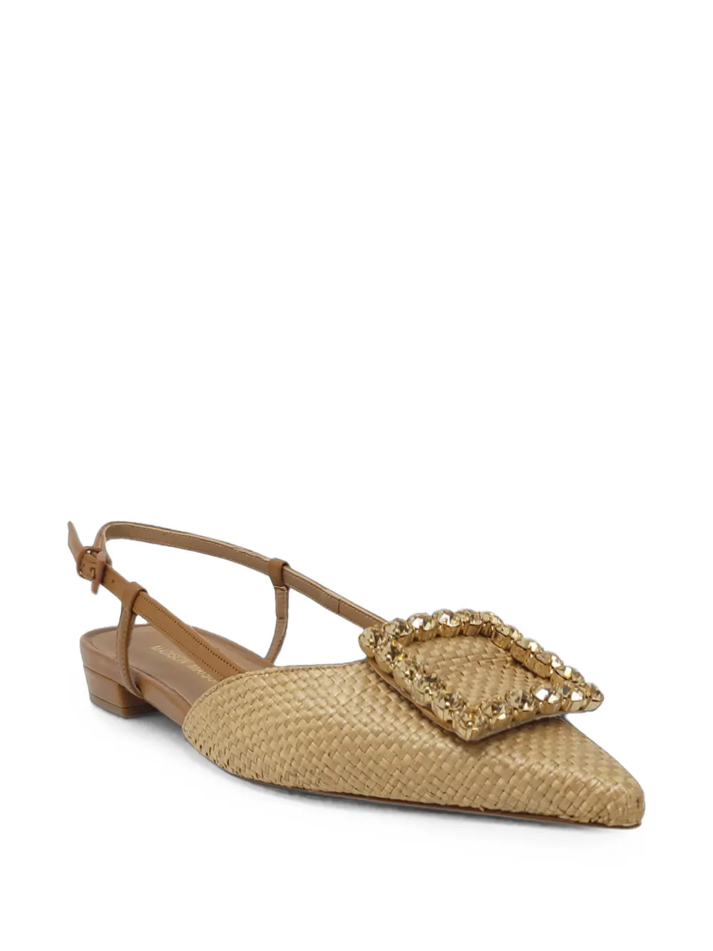 Madison Maison Lavanda crystal-embellished slingback flat pumps Beige