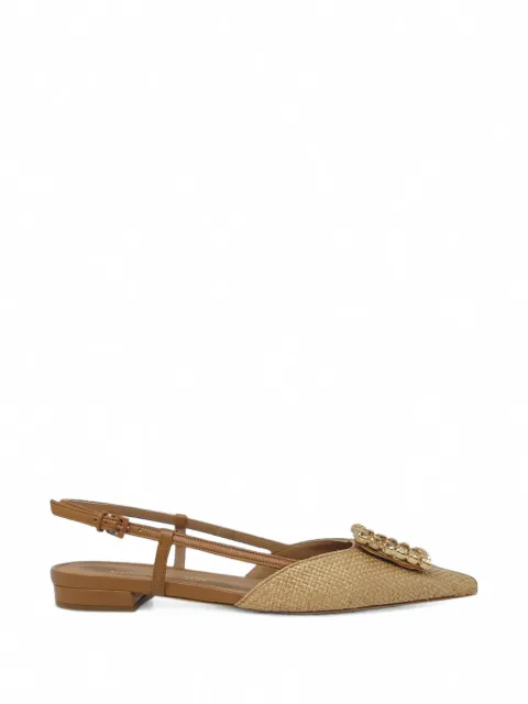 Madison Maison Lavanda crystal-embellished slingback flat pumps