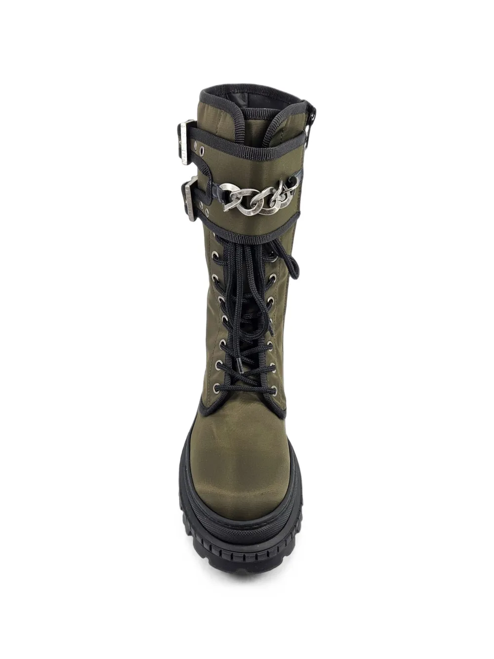 Madison Maison chain-detail buckled combat boots Groen