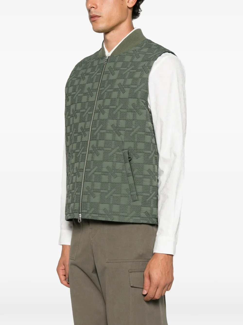 Kenzo Geometrisch gewatteerde bodywarmer met rits Groen