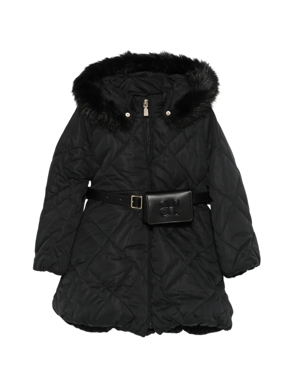 Abel & Lula quilted belted coat - Nero