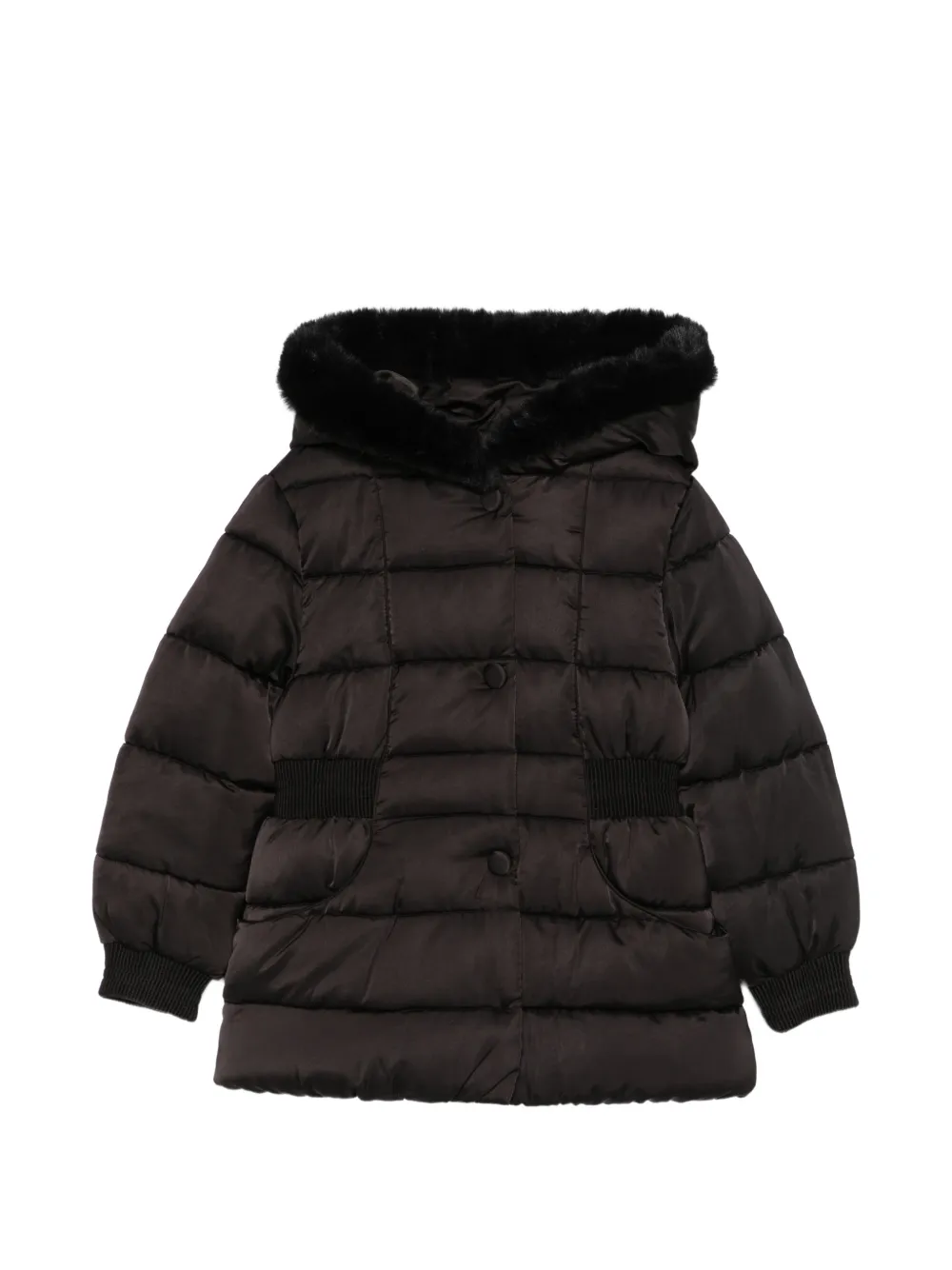 Abel & Lula faux-fur trim padded coat - Nero