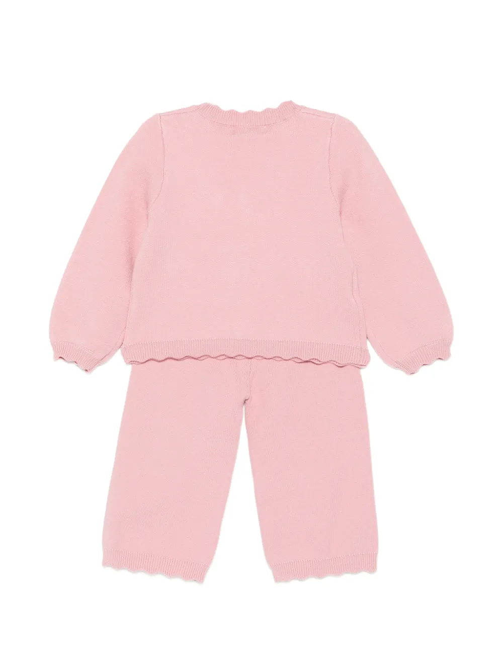 Abel & Lula Trui- en broekset met strik-intarsia Roze
