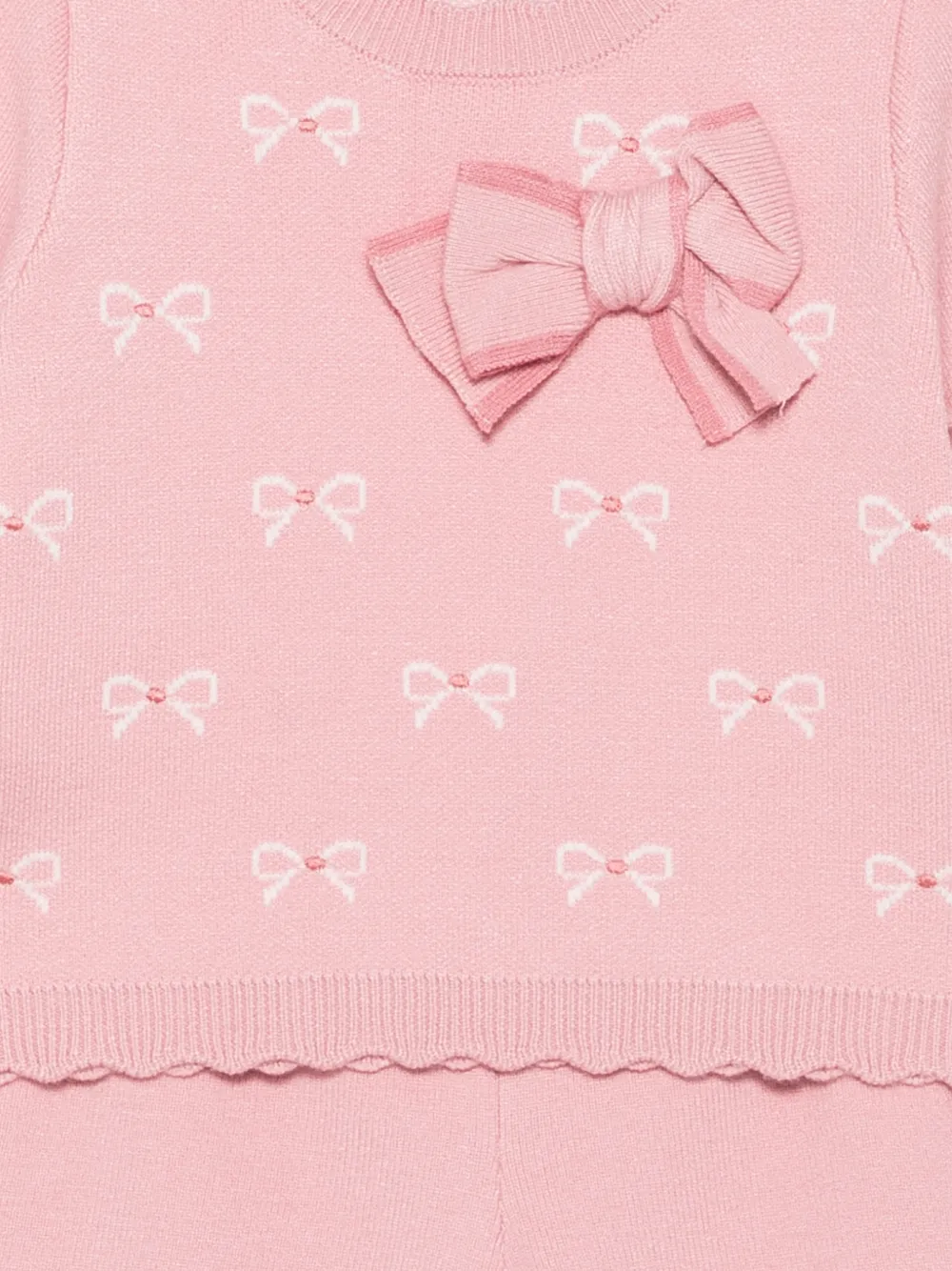 Abel & Lula Trui- en broekset met strik-intarsia Roze