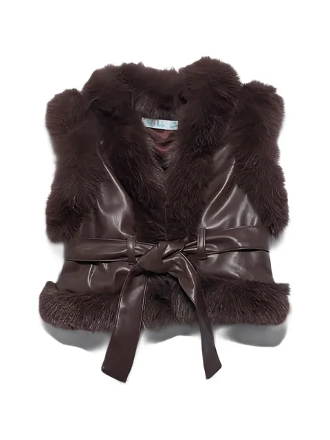 Abel & Lula faux-fur-trim faux-leather jacket