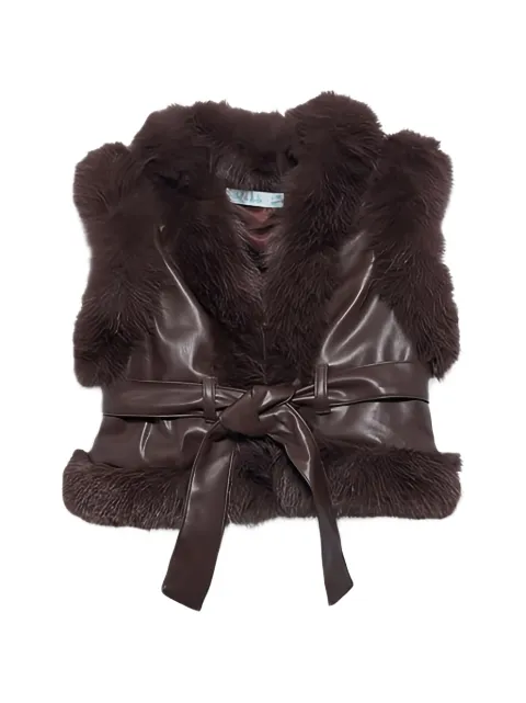 Abel & Lula faux-fur-trim faux-leather jacket