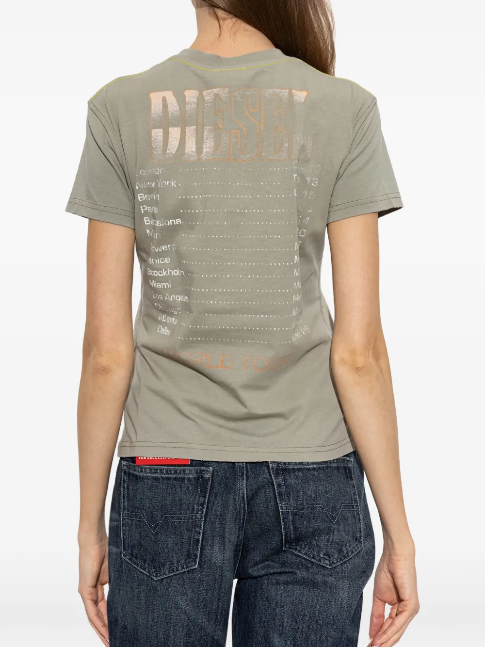 Diesel T-Maggy-Cry T-shirt verfraaid met kristallen en grafische print Groen