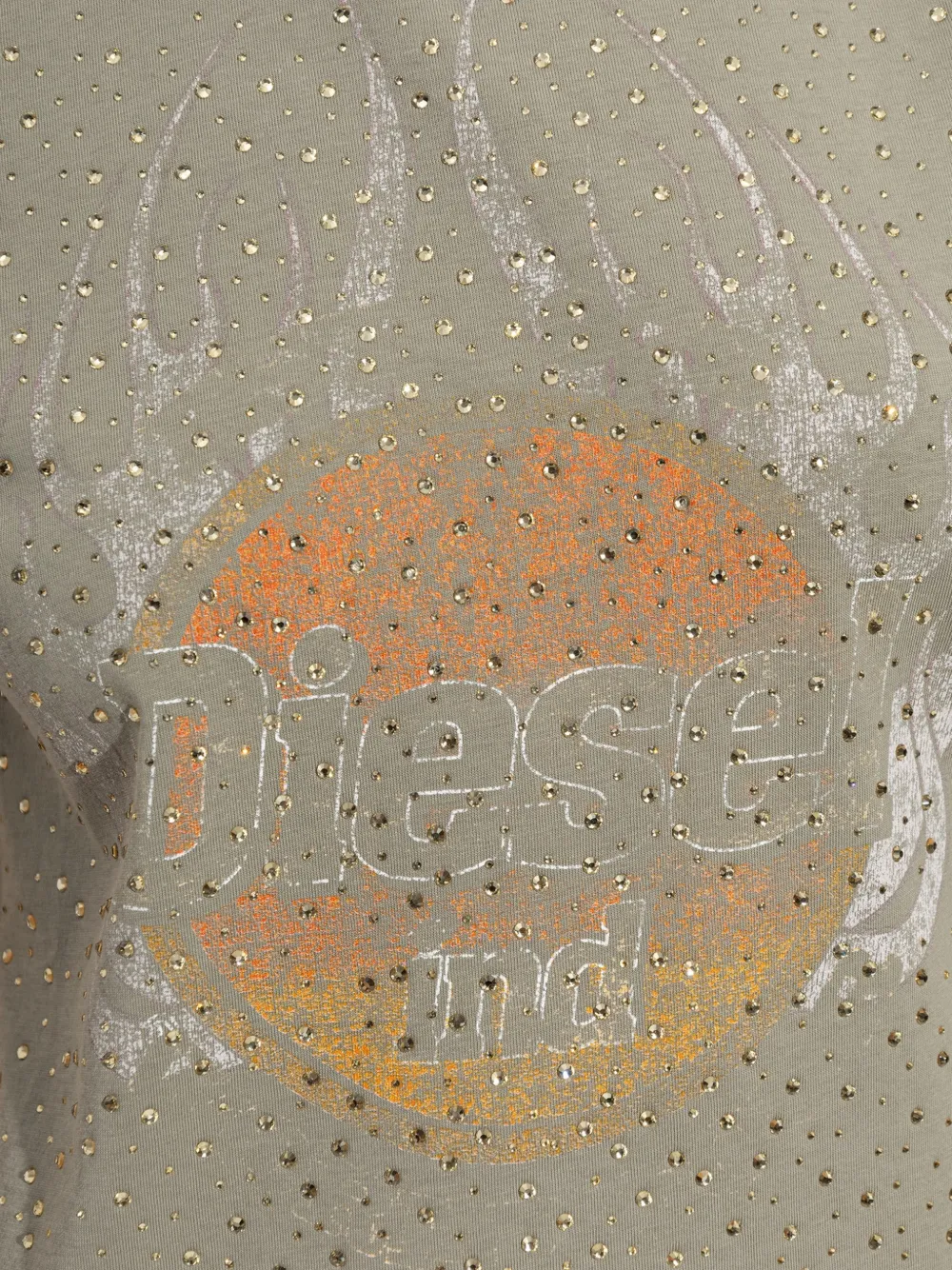 Diesel T-Maggy-Cry T-shirt verfraaid met kristallen en grafische print Groen