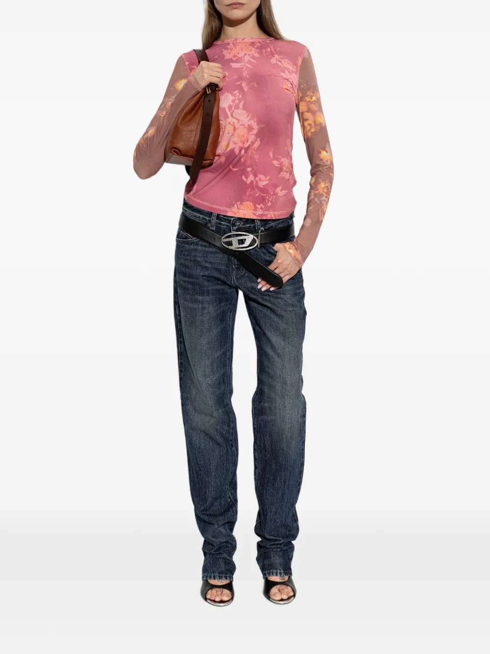 Diesel Jeans met vervaagd effect en split bij de zoom Blauw